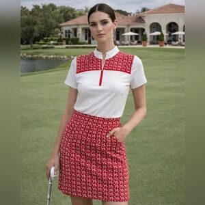 Izod Womens 2 Piece Set Golf Tennis Activewear Flirty Outdoor Skort Top Preppy